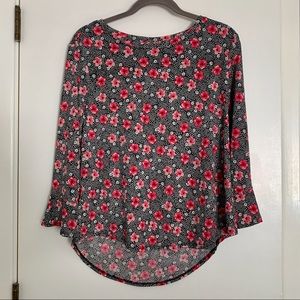 Elle Black and Pink Floral Tunic with 3/4 Sleeves